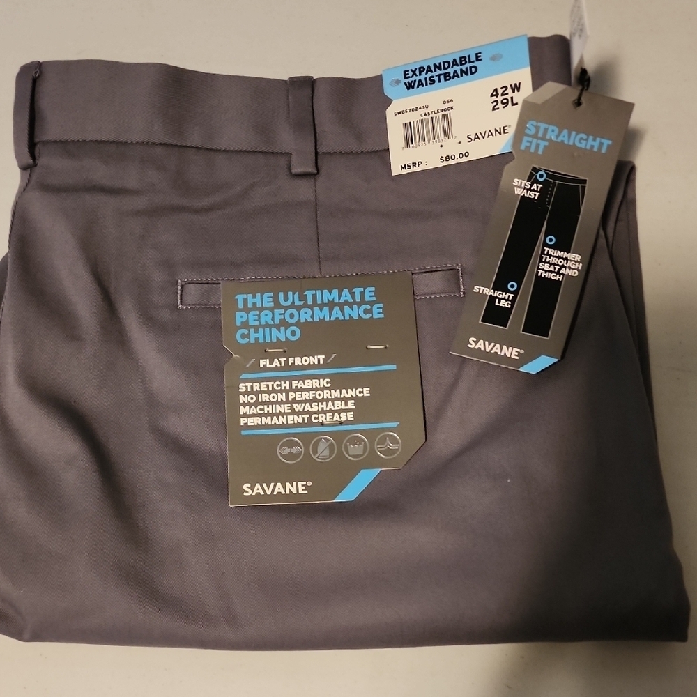 Savane NWT Charcoal Performance Chino Pants